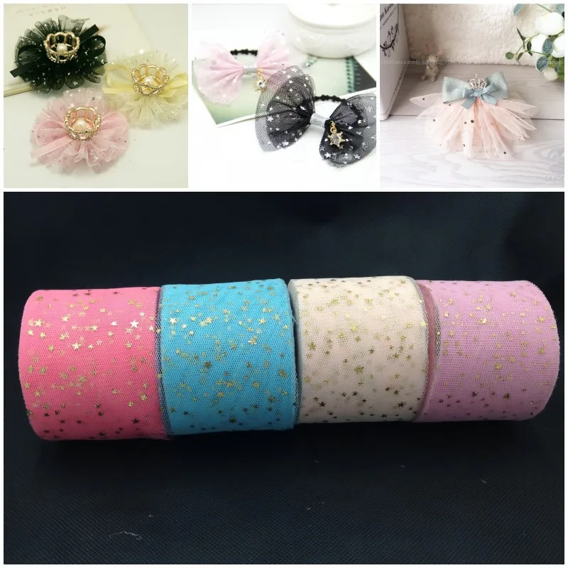 

(22m/Lot) 6cm Star Confetti Glitter Tulle Mesh Roll Spool Tutu Pom Soft Squine Tulle DIY Wedding Birthday New Year Decoration