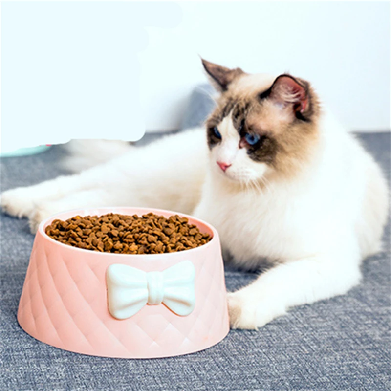 

High Quality Pet Feeders Bow Diamond Pattern Solid and Durable Food Grade Material Bowls for Small Dog and Cat Food Bowls