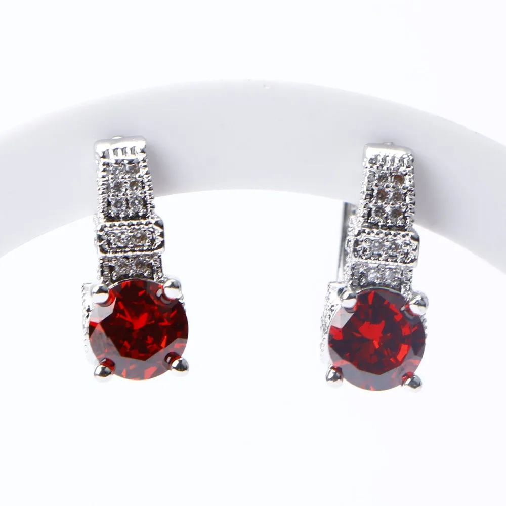 Koop 925 Sterling Zilveren Kostuum Bruids Sieraden Sets Vrouwen Rode Zirkoon Armbanden Kettingen Hangers Oorbellen Stenen Ringen Set Geschenkdoos