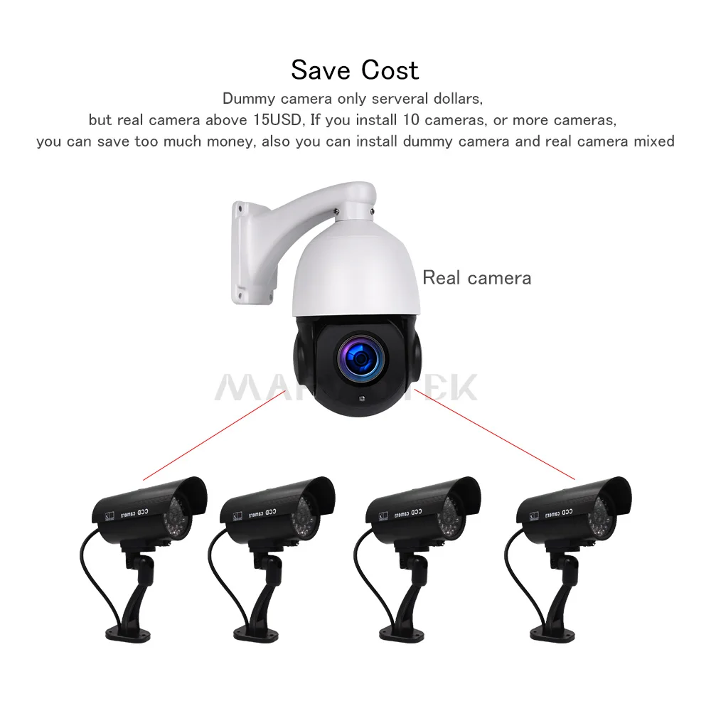 Dummy Camera Waterproof Outdoor Home Security Video Surveillance CCTV Dummy Cameras Bullet Camera With LED Light Fake Camera