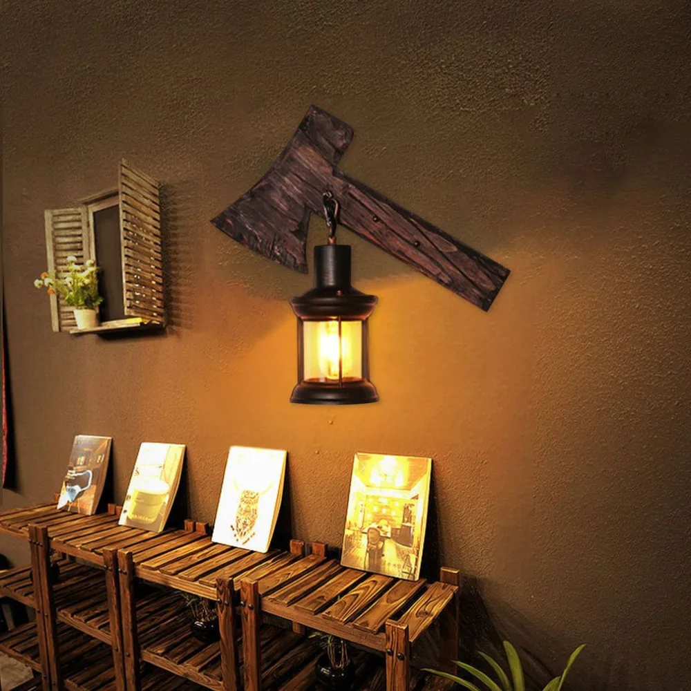Antique Wall Mounted Lamp Industrial Vintage Lantern Sconce Light Energy Saving For Bar Corridor Cafe Home Living Room Lamp