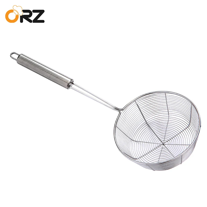 ORZ 2PC Stainless Steel Mesh Strainers Friedfood Noodles Vegetables Drain Colander Soup Skimmer
