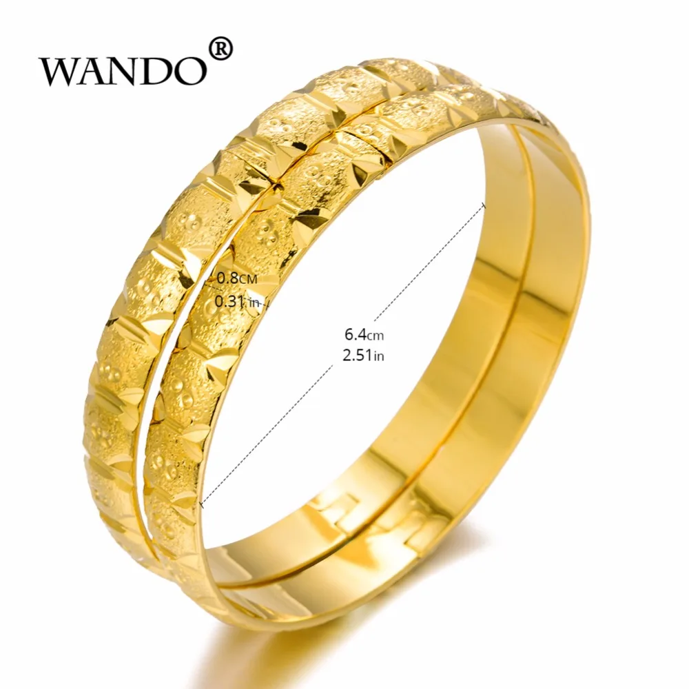 WANDO 2 шт./лот золотые браслеты для женщин из Дубая африканские эфиопские ювелирные