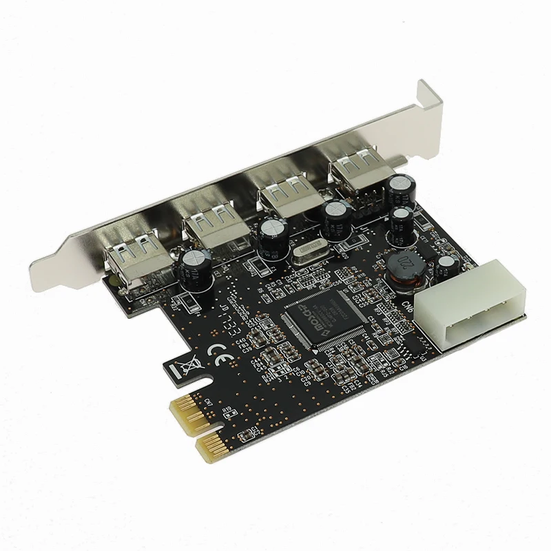 Usb 2,0 pci карта расширения на 4 порта PCI-E для USB2.0 компьютер карты расширения pcie usb адаптер с 4pin интерфейс питания для win 10