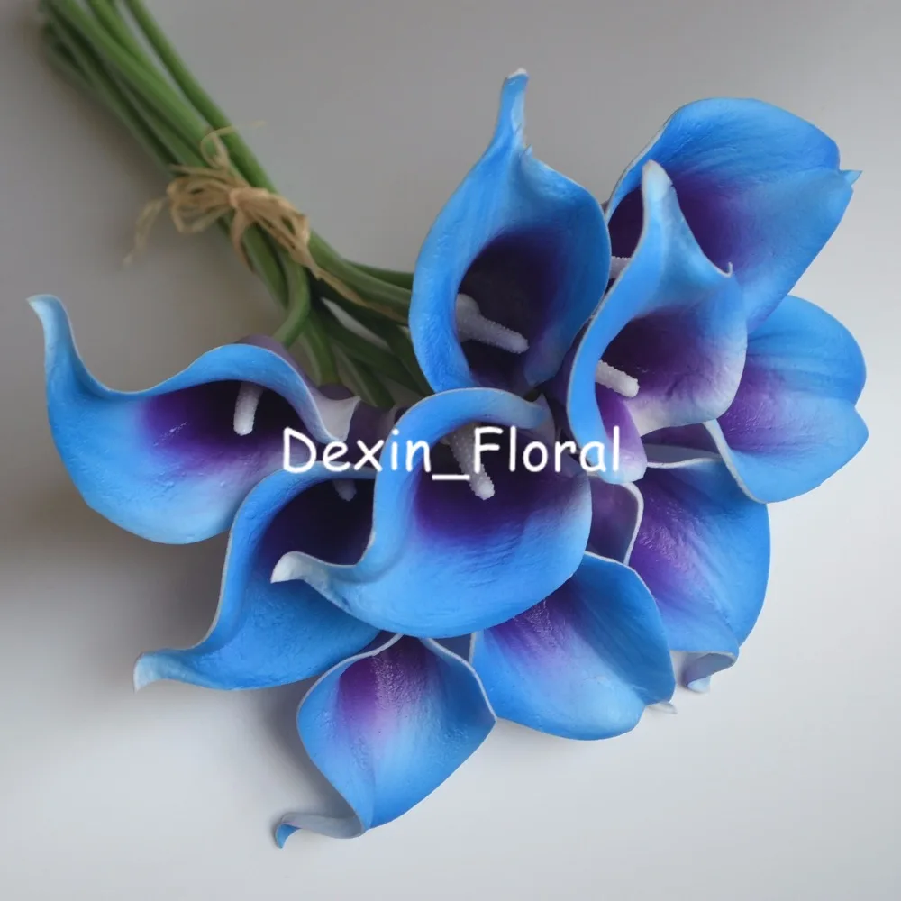 Royal Blue Real Touch Call Lily Boutonniere 