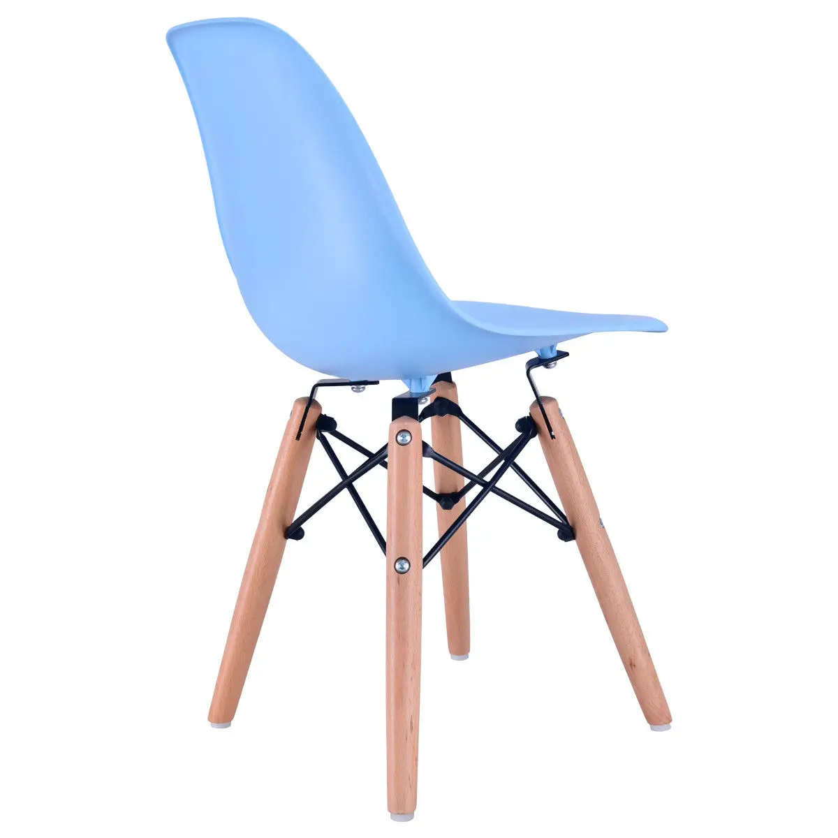 Giantex Modern Kids Dining Side Armless Chair Blue Molded Plastic Seat Wood Legs Children Chairs Home Furniture HW56499NY