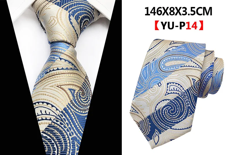 Дизайн Пейсли Плед Жаккард тканые шелковые мужские s галстуки шеи галстук 8 см Полосатый Галстуки для мужчин бизнес галстуки для свадебной вечеринки аксессуары - Цвет: A14