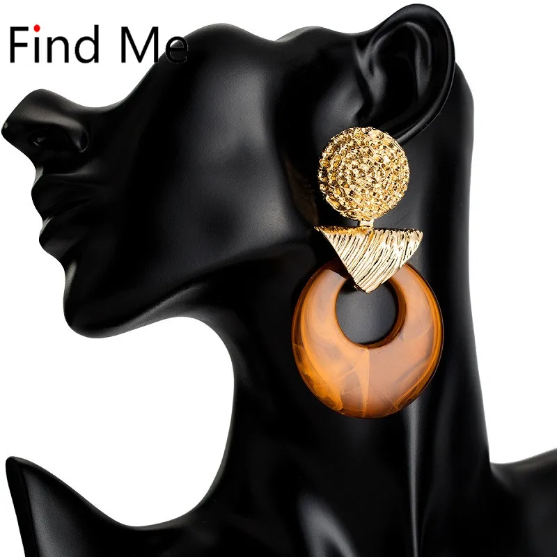 

Find Me 2019 new fashion geometric resin Dangle earrings Vintage boho Hollow out big circular drop earrings for women Jewelry