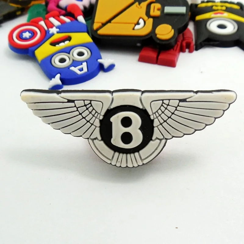 1pc PVC Cars Logo Shoe Charms Shoe accessories Shoe decoration Shoe Buckles Accessories Fit Bands Bracelets Croc JIBZ D033