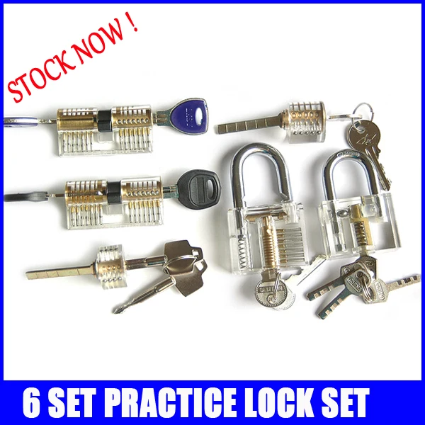 

6pcs/lot transparent practice lock set training practice lock professional locksmith supplies