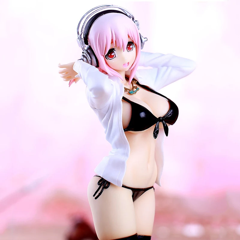 

28cm Super Sonic Sexy Girl black and white bikini Anime PVC figure Toys Action Figure Toys Collection Model