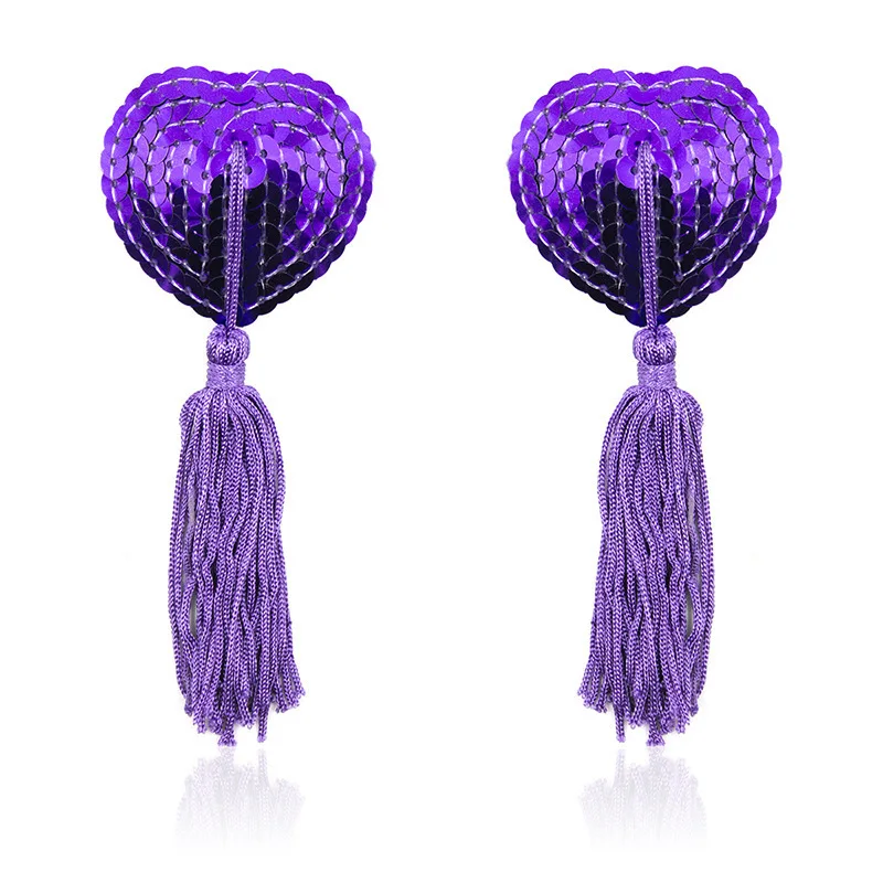 1 пара для женщин пикантные самоклеющиеся белье блесток кисточкой Обложка Сердце Форма накладки на соски наклейки для груди интимные