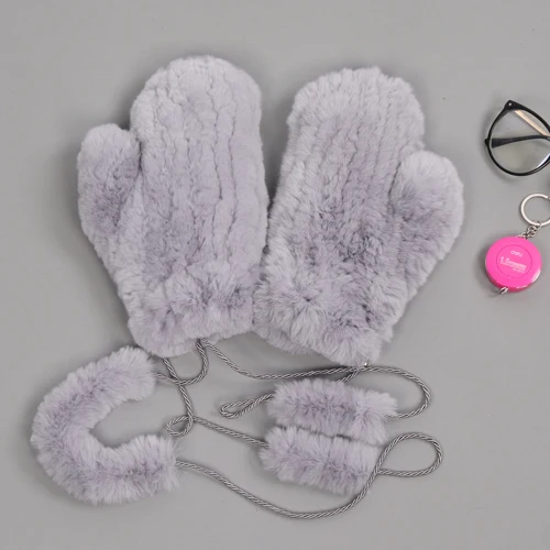 Хорошие эластичные женские перчатки из натурального меха ручной работы, вязаные натуральный мех кролика Рекс, варежки для девочек, зимние теплые мягкие перчатки из натурального меха - Цвет: LIGHT BLUE