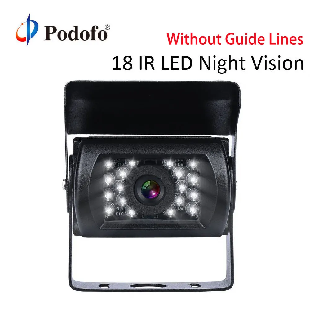 

Podofo Rearview Camera Waterproof Night Vision Backup Reverse Parking Camera for Car RV Truck Bus Caravan 12V-24V No Guide Lines