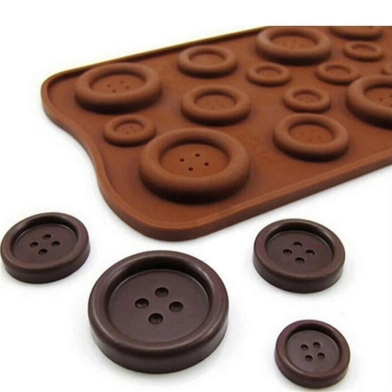 

Cute Romantic Button Shape Silicone Chocolate Mold DIY Fondant Soap Cake Cookie Mold Big Small Buttons Chocolate Molds