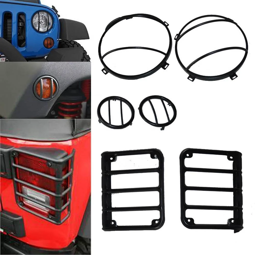 6 шт. металлические защитные накладки для фар Jeep tail Light s 7 дюймов передсветильник
