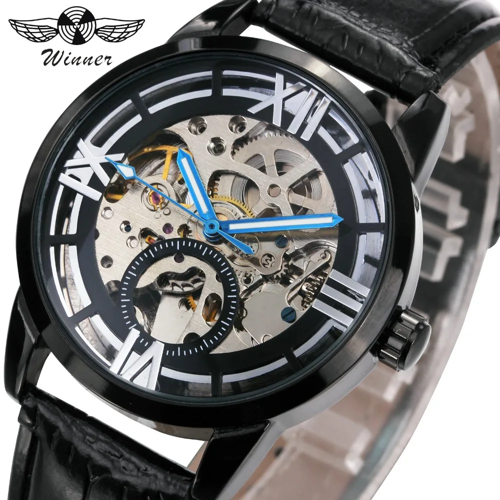 winner men's skeleton watch