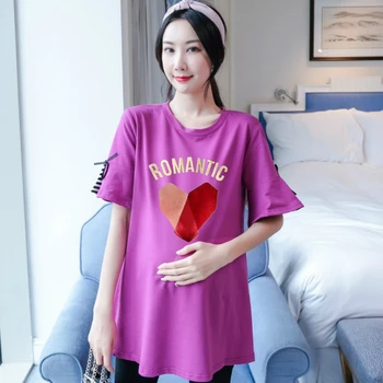 

Maternity Dress Clothes Pregnancy Top Half Sleeve Maternity T Shirt Summer Pregnant Shirt Cotton Print Tees Plus Size