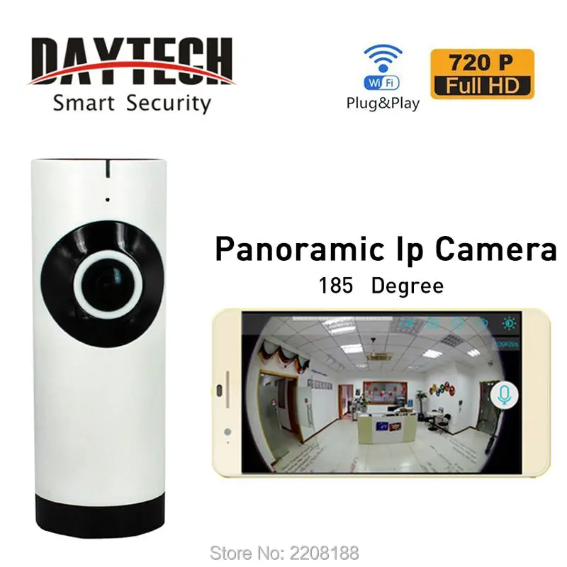 Daytech WiFi IP Camera 720P Home Security Camera Night Vision 185-Degree Baby Monitor Two Way Audio Network Monitor APPDT-C185
