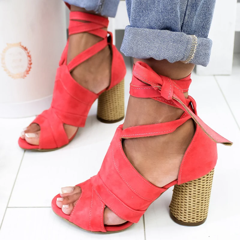 

Women Summer Sandals Wedges High Heels Sandals Women Pointed Toe Open Toe Ankle Cross Strap Sandals Block Heel Shoes Woman