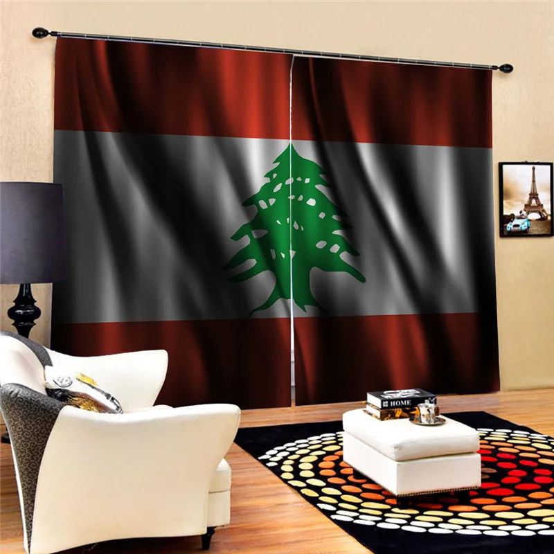 3D Digital Flag Print Curtains Embroidered Fabric Nordic Style Kitchen for Living Room Bedroom Custom Made Home Decor Draps MA8