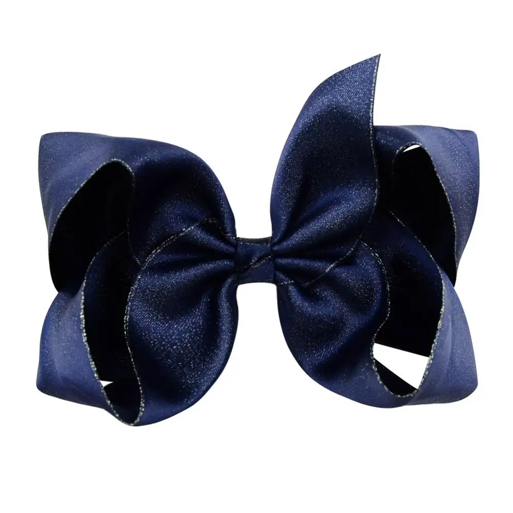 NEW Beautiful Large 6"Two Tone Bow Hair Clip Black or Navy UK Seller 