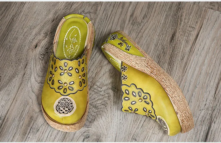GKTINOO/тапочки; обувь из натуральной кожи; шлепанцы ручной работы на платформе; сабо для женщин; женские шлепанцы
