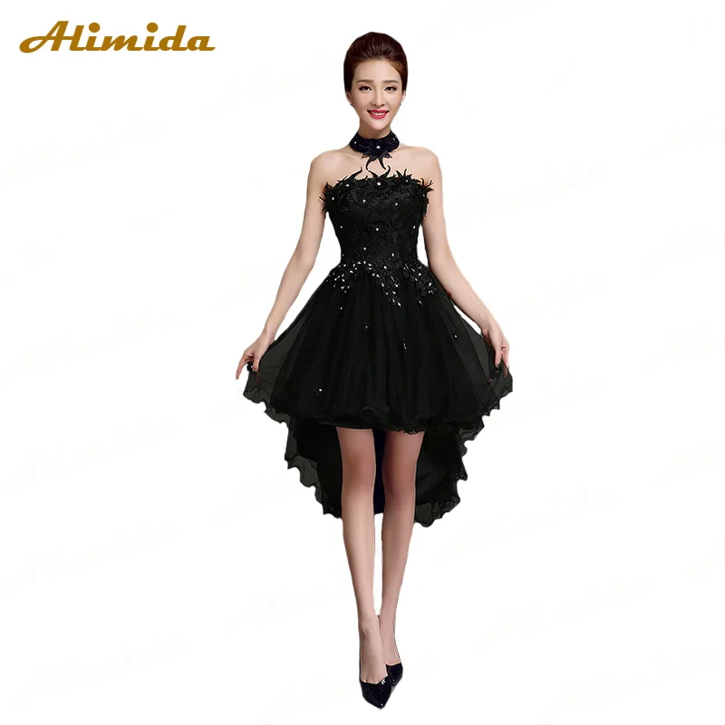

ALIMIDA Beaded Short Evening Dress 2017 Off the Shoulder Party Dresses Elegant Prom Dress Short Front Long Back robe de soiree