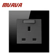 MVAVA 13A Великобритания переключаемая розетка роскошное черное Хрустальное стекло 86 Размер 13A Великобритания стандартная розетка и переключатель
