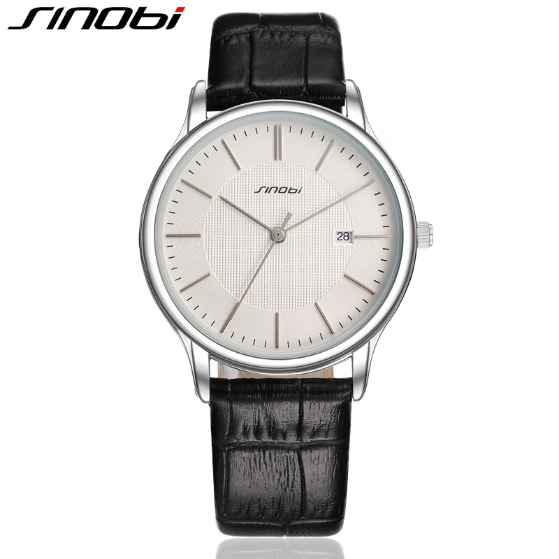 

SINOBI Brand Men Watch Leather band Watches Mens Business Watches Super Thin Dial Relojes de Hombre Montres pour homme 9596