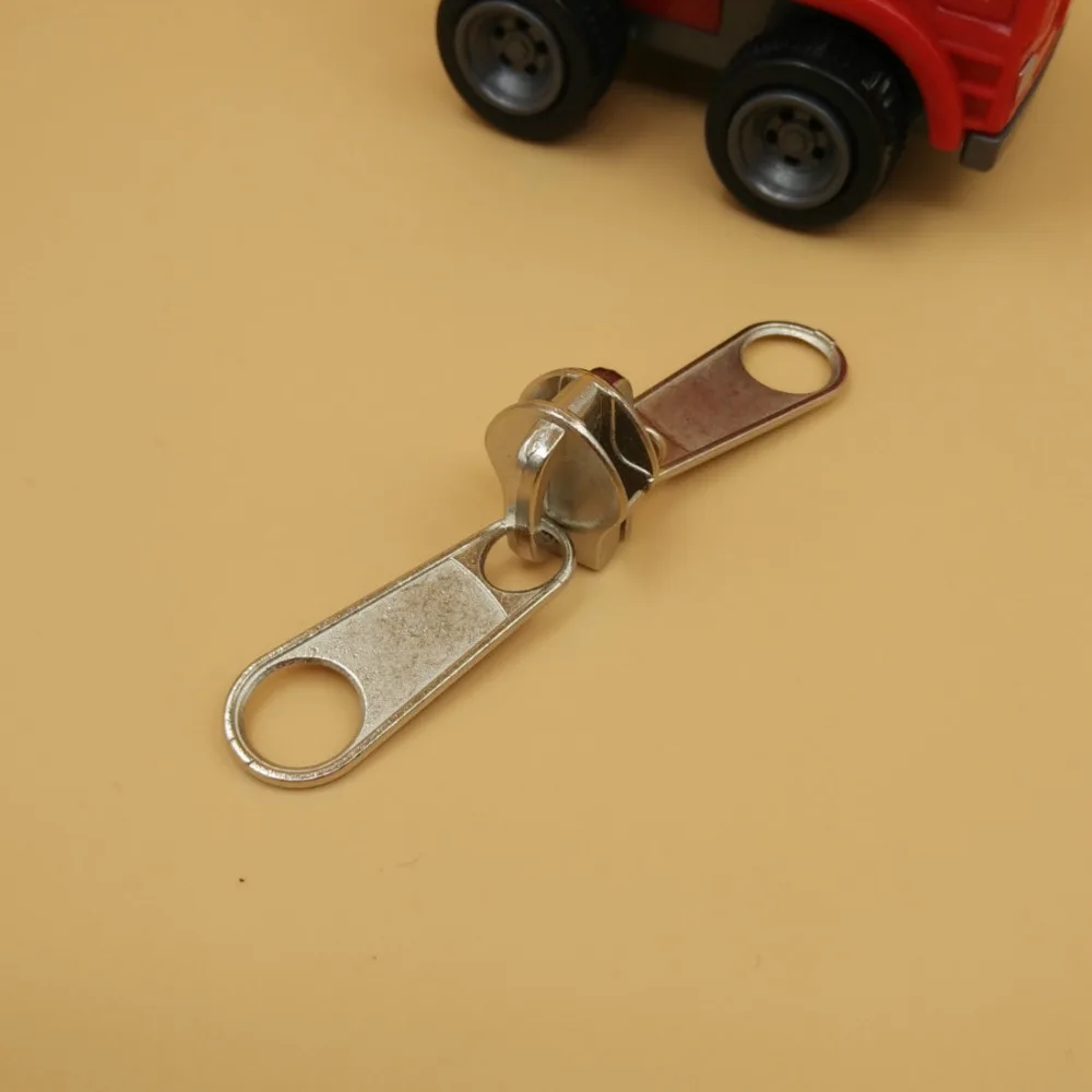 Free Shipping 10 Double pulls Silver Metal Zipper Slider For Nylon