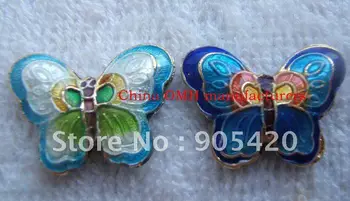 

OMH wholesale Chinese characteristics 10pcs mixed cloisonne The butterfly spacer beads 21x8mm ZL39