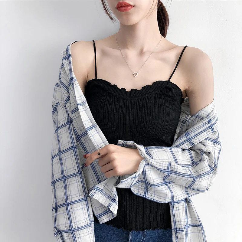 

Summer Women Fashion Slim Knitting Ruched Camis Tops Girl Knitted Tank Tops Sleeveless T-shirts Tees 9-313