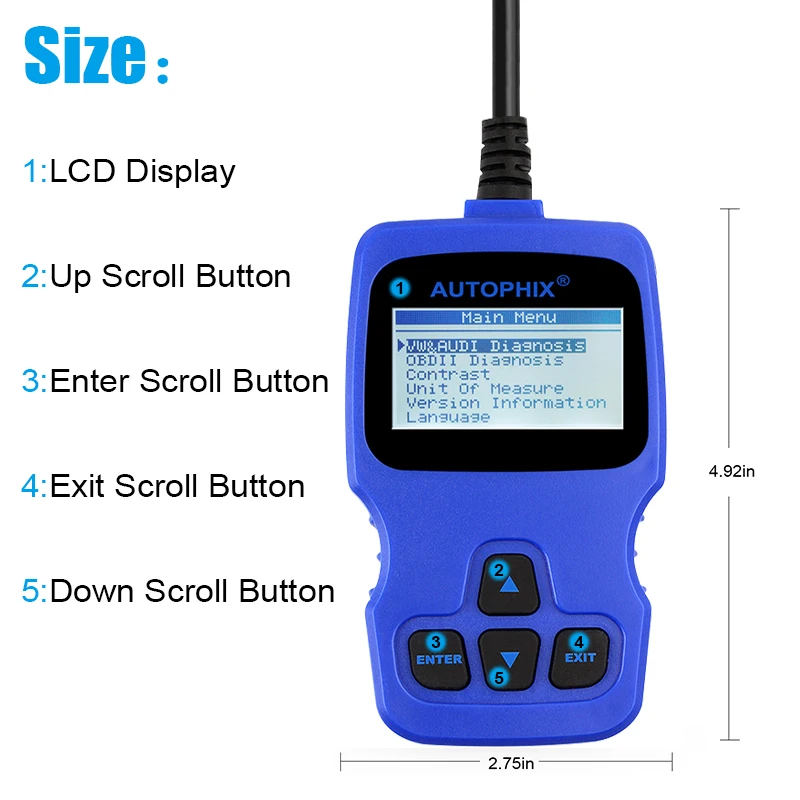 Autophix V007 OBD2 Автомобильный сканер автомобильный диагностический инструмент для VW Golf 4/5/6/7 T5 Polo Passat b5 b6 ABS EPB масла сброса сканирования