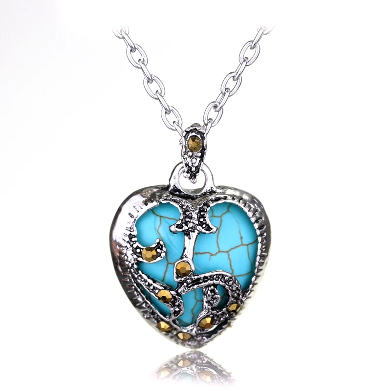 

2017 Heart of The Ocean Necklace Women Girl Jewelry Stone Pendant Gift