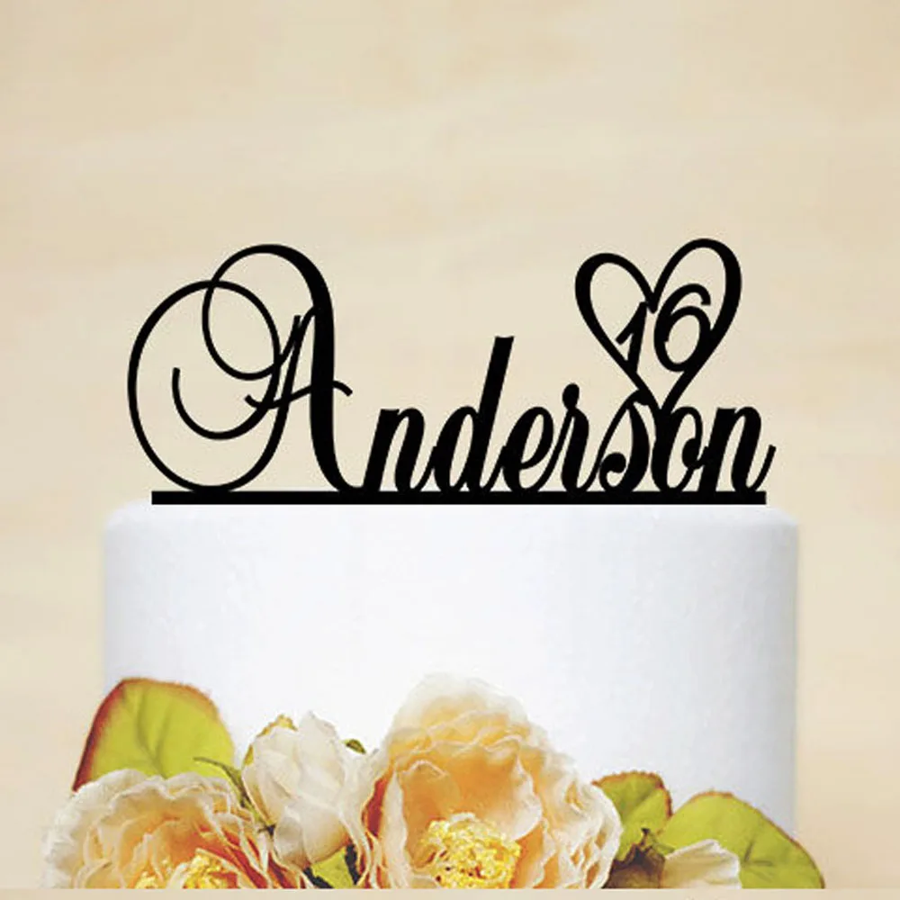 Customized last name Birthday cake topper with Birthday,Decoration Kids Casamento cake topper Personalized Birthday Cake Toppers Favor