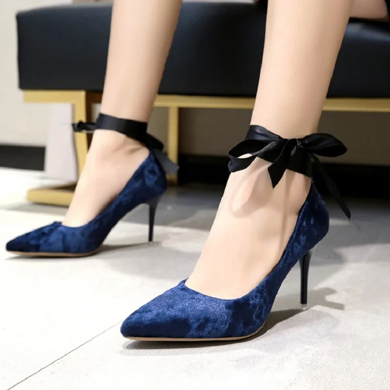 

Europe and the United States summer new pointed buckle high heels wild shallow mouth bridesmaid shoes women's wedding shoes.