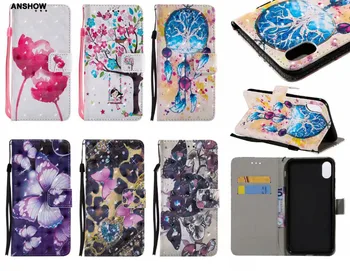 

3D Flower Wallet Leather Case For Iphone XR 6.1 XS MAX 6.5 Galaxy Note 9 Sexy Girl Fairy Lotus Flip Cover 50PCS
