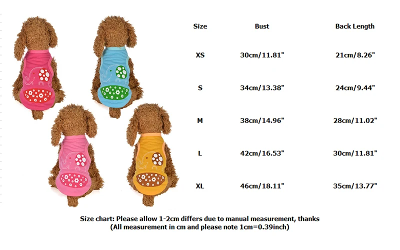Летний жилет для щенка, одежда для маленьких собак, кошек и собак, хлопковая футболка, одежда, рубашка для собак, Летний жилет С Рисунком Слона