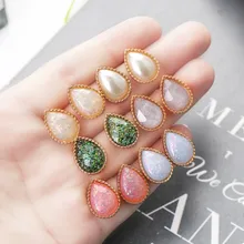 

Vintage Resin Stud Earrings For Women Kpop Teardrop Waterdrop Bright Powder Pink Pendientes Girls Party Jewelry