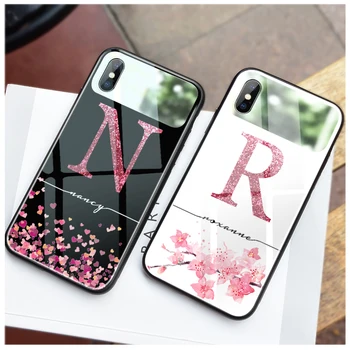 

ciciber for Iphone 11 Case for iPhone XR 11 PRO XS MAX X 7 8 6 6S Plus Art Writing Custom Name Mirror Glass Cover Funda Coque