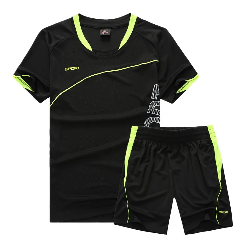 Футбольные трикотажные спортивные костюмы для детей, одежда для футбола, комплекты для девочек, летние детские костюмы для мальчиков, одежда для мальчика, комплекты униформы - Цвет: 00991 black