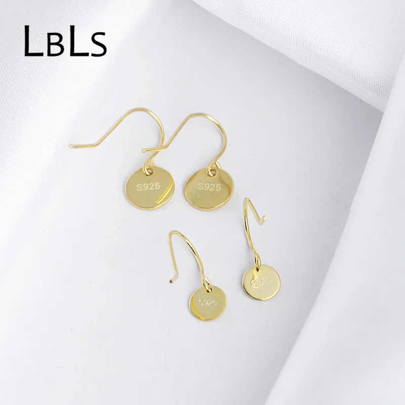 

LBLS Real 925 Sterling Silver Earrings Gold Color Small Round Drop Earrings Gifts for Women Girls Lover Earrings Hanging brinco