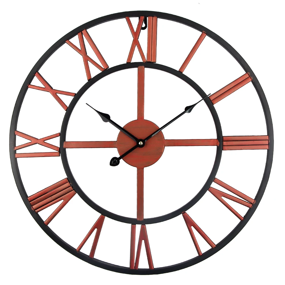 High Quality 45cm 50cm Large Wall Clock Metal Industrial Iron Gear
