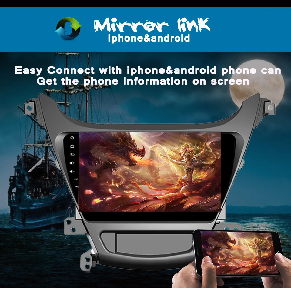 Sale 4G Lte Android 9.1 4G+64G for HYUNDAI ELANTRA 2014+ Car DVD Player GPS Navi HU Video stereo Radio Tape Recorder Head Unit 10