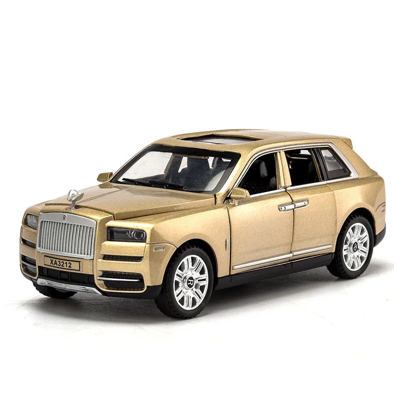 Литье под давлением 1/32 Rolls Royce Cullinan игрушечные модели машин литье металлического сплава Звук Свет оттяните назад игрушка джип автомобиль для детей - Цвет: Золотой