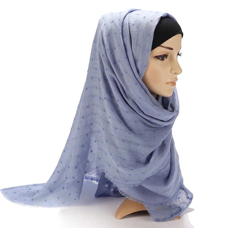 Новая мода женщин сплошной цвет хиджаб шарф горошек мусульманские платки вискозные шарфы обертывания Исламская повязка на голову шарф Мусульманский хиджабы