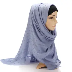 Новые модные женские однотонные хиджаб шарф в горошек мусульманские платки вискозные шарфы обертывания Исламская повязка на голову шарф