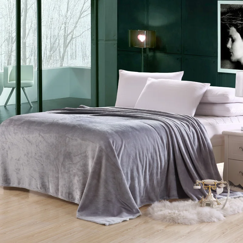 

Home Textile Solid Color Flannel Blanket Sofa Bedding Throws Spring Autum Thin Smooth Plaids 150*200cm 180*200cm 200*230cm