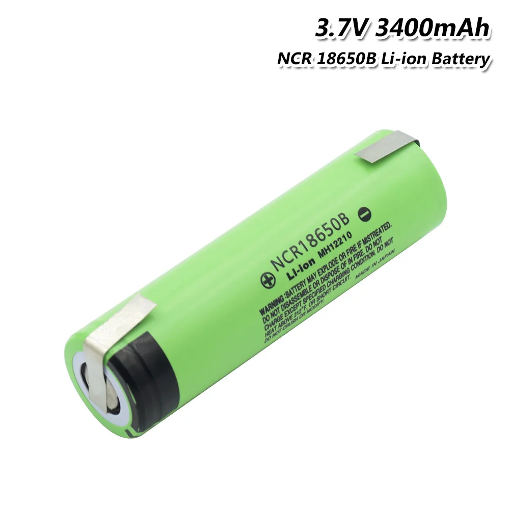 YCDC 3,7 V 18650 батарея фонарик батареи высокого стока 20A 3400mAh NCR 18650B аккумуляторная батарея с DIY никелевые вкладки - Цвет: 1 PCS